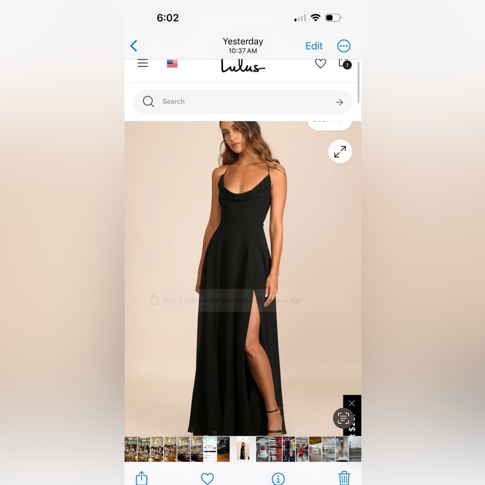 Lulus Romantically speaking black cowl lace-up maxi dress